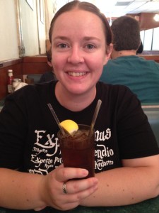 Me trying authentic American iced tea for the first time. I didn't like it. Prefer the regular, hot, British kind ;)
